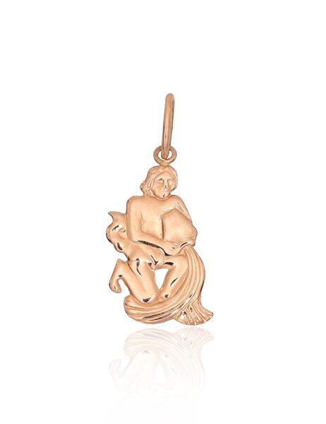 Aquarius Zodiac Pendant – 585° Red Gold, 28 mm