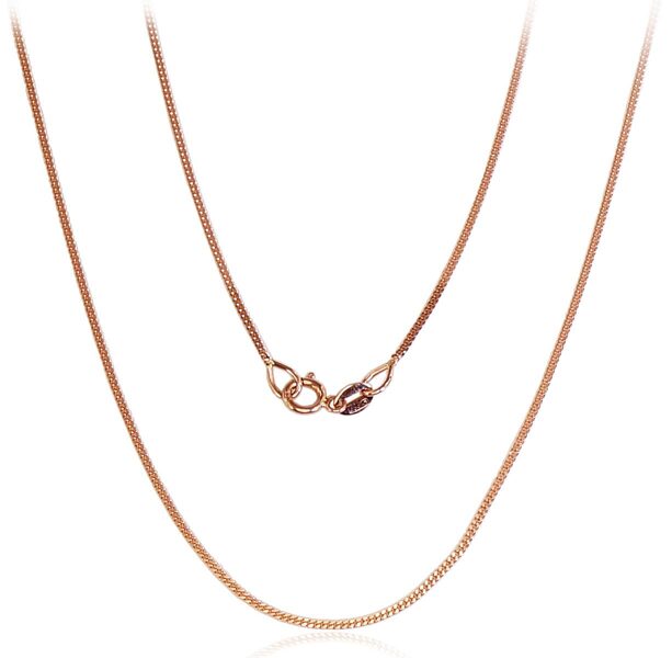 Zelta ķēdīte Kartjē 1 mm 50 cm ar dimantu apstrādi, Sarkanais Zelts 585°