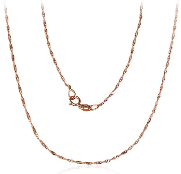 Zelta ķēdīte “Singapūra”, Sarkanais Zelts 585°, 1 mm, 45 cm, dimanta apstrāde