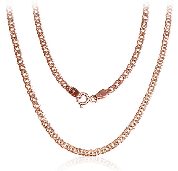 Gold Double Rhombus Chain 2.5 mm Diamond Cut, 585 Red Gold, 50 cm