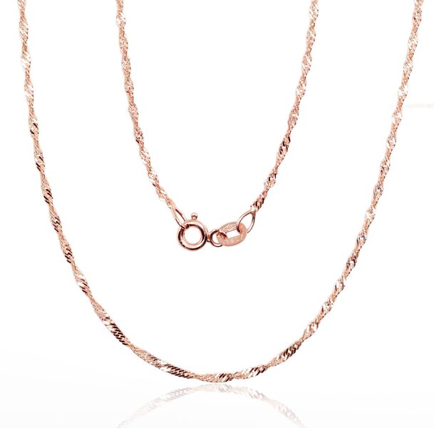 Золотая цепочка Сингапур 1.5 мм 50 см с алмазной огранкой, Красное Золото 585°