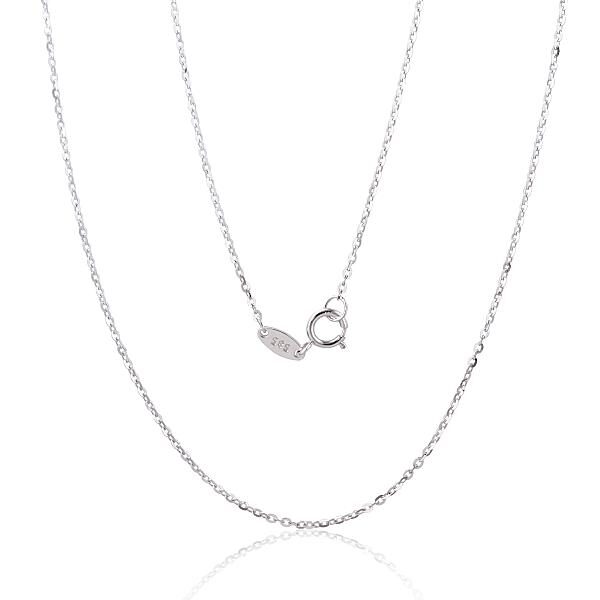 Balto Aukso Grandinėlė su Apvaliu Inkariniu Pynimu ir Deimantine Apdaila 