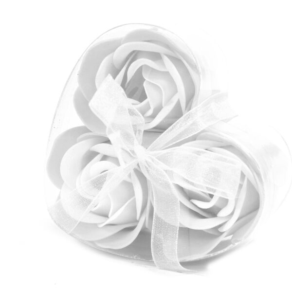 Soap Flower Rose Heart - 3 pcs White