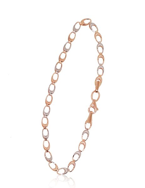 Золотой браслет, Красное Золото 585° с родиевым покрытием, 17 см