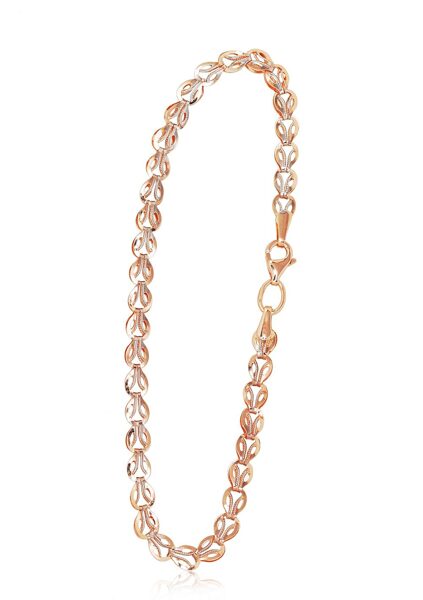 Золотой браслет из красного золота 585° с родиевым покрытием, 18 см