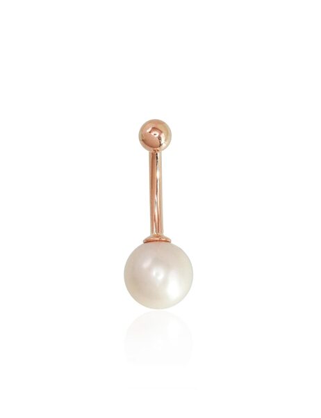 Gold Navel Piercing with Pearl – Red Gold 585°, 23 mm