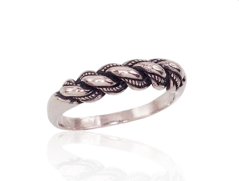 Women’s Namejs Silver Ring with Oxidized Finish, Size 17.5