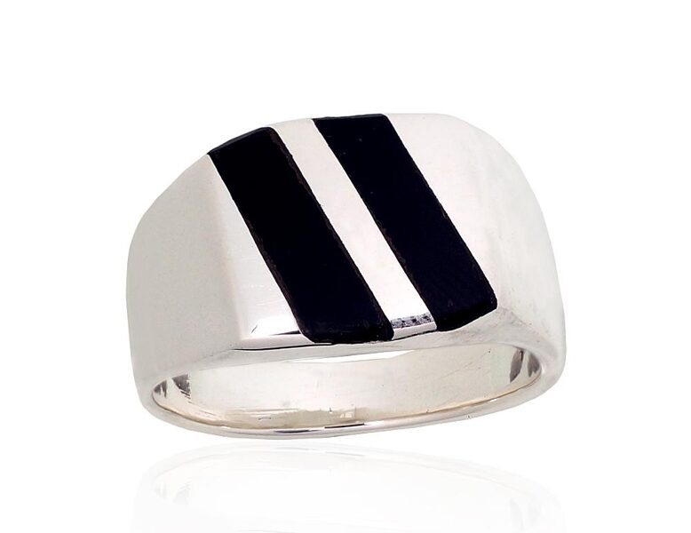 Мужское серебряное кольцо с ониксом, размер 19,5
