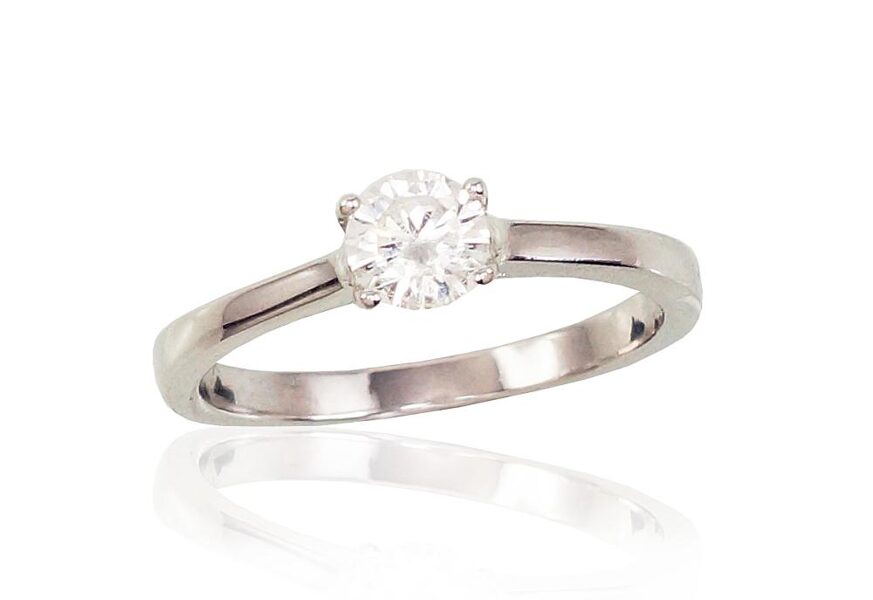 Engagement Silver Ring 925° with Cubic Zirconia, Size 15.5