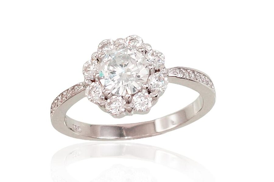 Sudraba gredzens , Sudrabs 925°, rodijs (pārklājums), Cirkoni 18