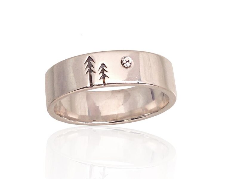 Silver ring , Silver 925°, oxide (Plating), Zirkons 