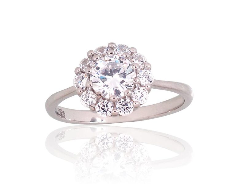 Sudraba gredzens , Sudrabs 925°, rodijs (pārklājums), Cirkoni 