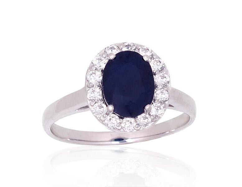 Sidabrinis Žiedas su Safyrais ir Cirkoniais, 17,5 dydis