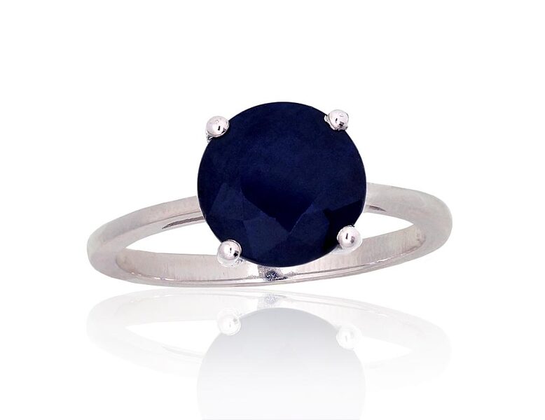 Sidabrinis žiedas su safyru, 925° sidabras, rodžio danga, dydis 16