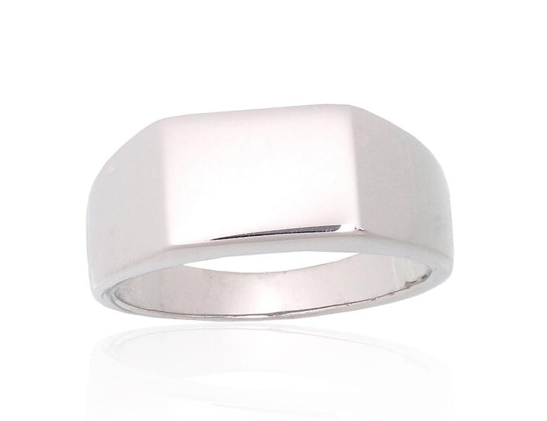 Men's Sterling Silver Ring – Rhodium Plated 925 Silver, Size 22.5