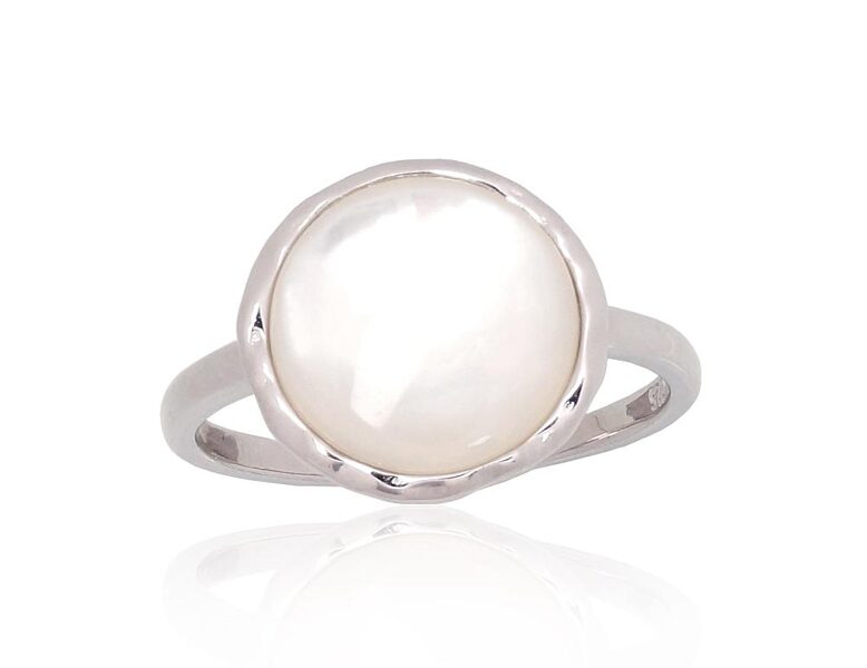 Sudraba gredzens , Sudrabs 925°, rodijs (pārklājums), Perlamutrs 