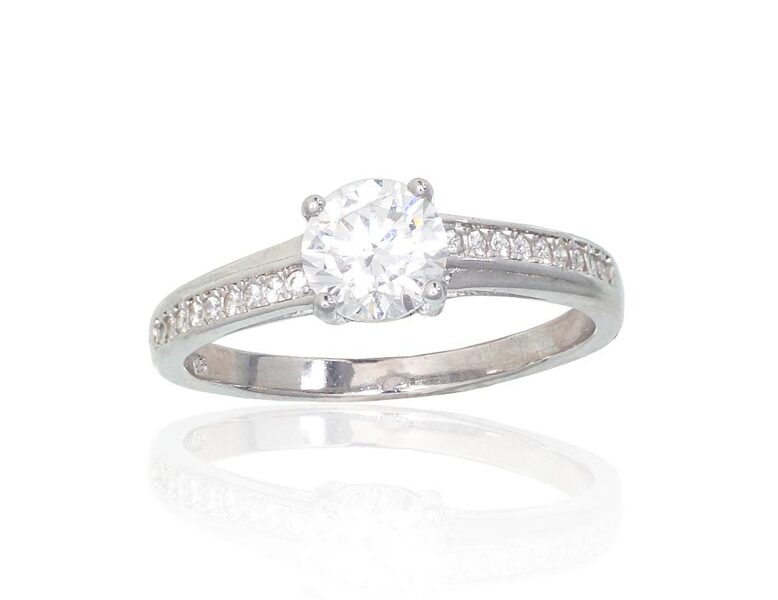 Engagement Silver Ring, Silver 925°, Rhodium Plated, Size 18