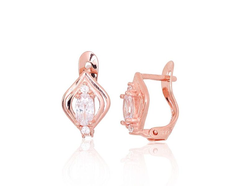 Vaikiški sidabriniai auskarai su „anglišku“ užsegimu ir cirkoniais