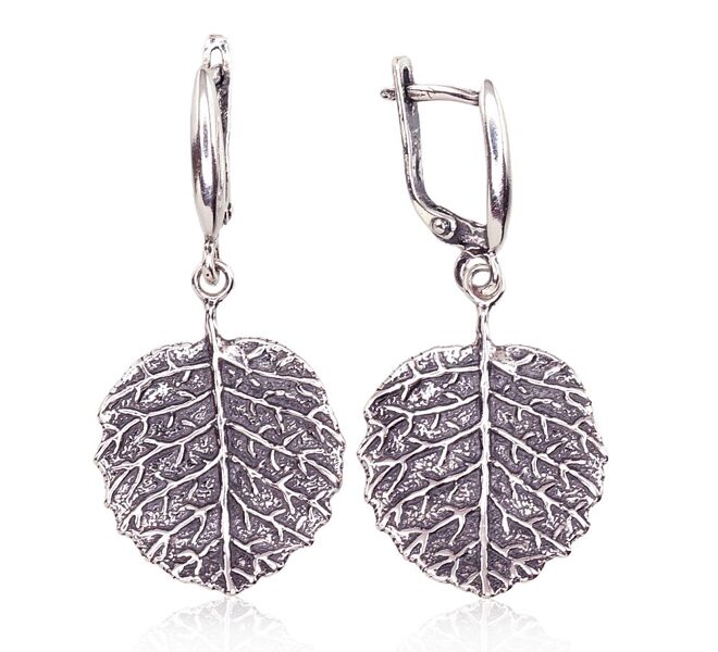 Серебряные серьги с «английским» замком, дизайн Лист