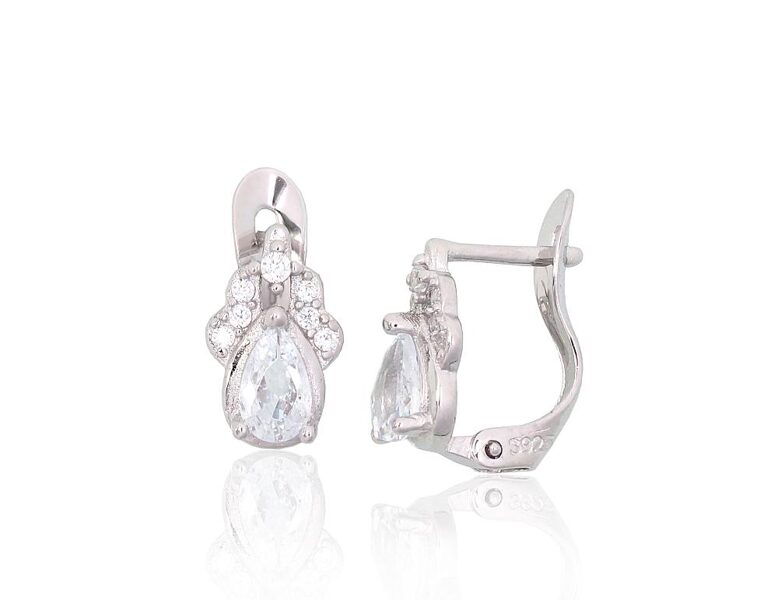 Vaikiški sidabriniai auskarai su 'anglišku' užsegimu, Cirkoniai