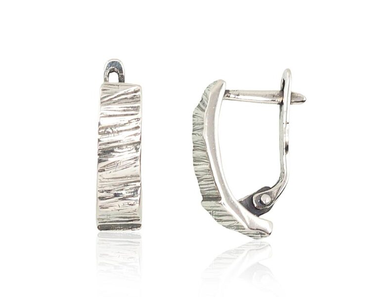 Silver earrings with English lock, oxidized, 925° (16 mm)