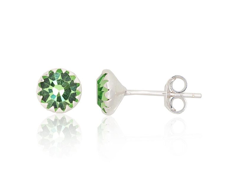 Sidabriniai vinuko tipo auskarai su cirkoniais, 925°, 6 mm