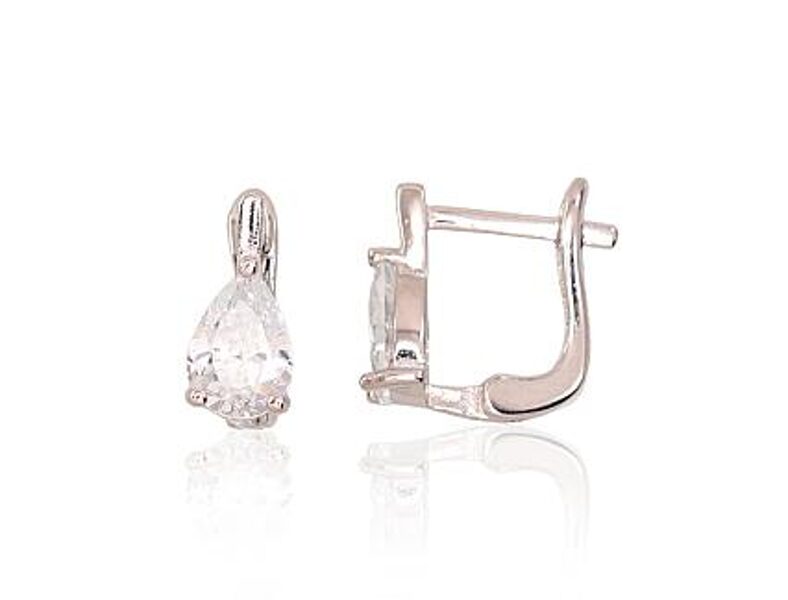 Silver Earrings "Drop" 2202948 (PRh-Gr)_CZ