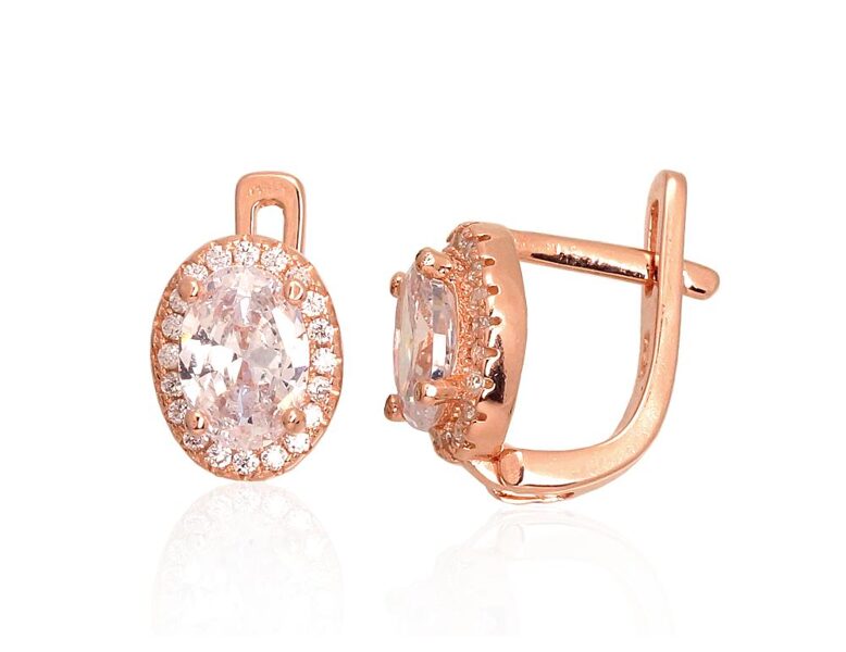 Sudraba auskari ar cirkoniem, 'angļu' slēdzis