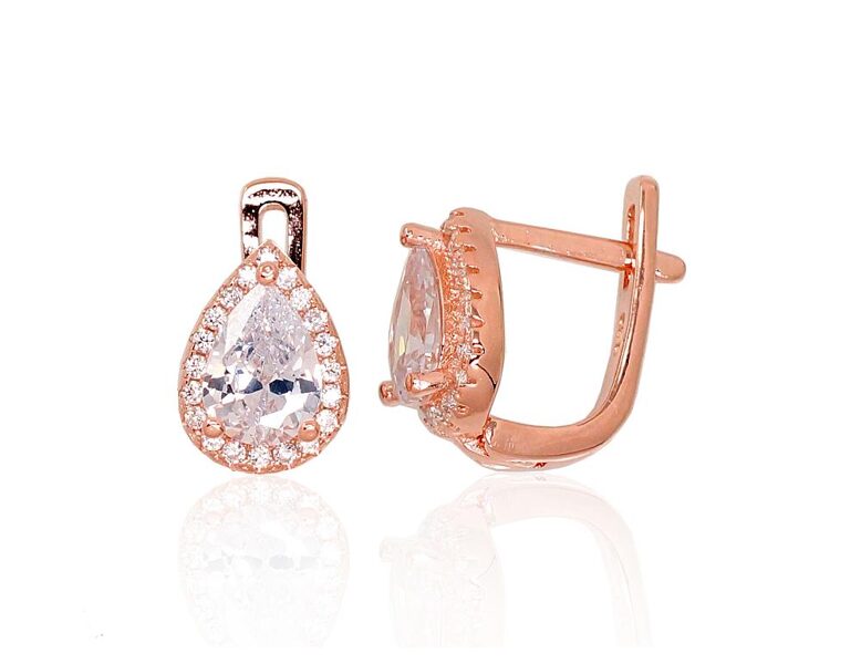 Sudraba auskari ar cirkoniem, 'angļu' slēdzis, Lāsīte