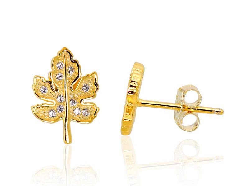 Sudraba auskari nagliņas ar cirkoniem, Lapa