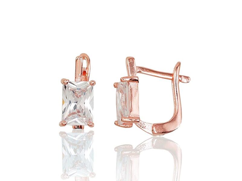 Sudraba auskari ar cirkoniem, 'angļu' slēdzi