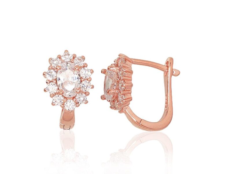 Sudraba auskari ar cirkoniem, 'angļu' slēdzis