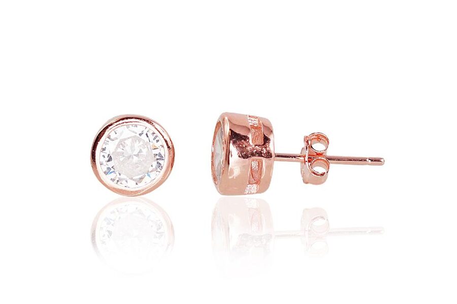 Silver Stud Earrings with Zirconia