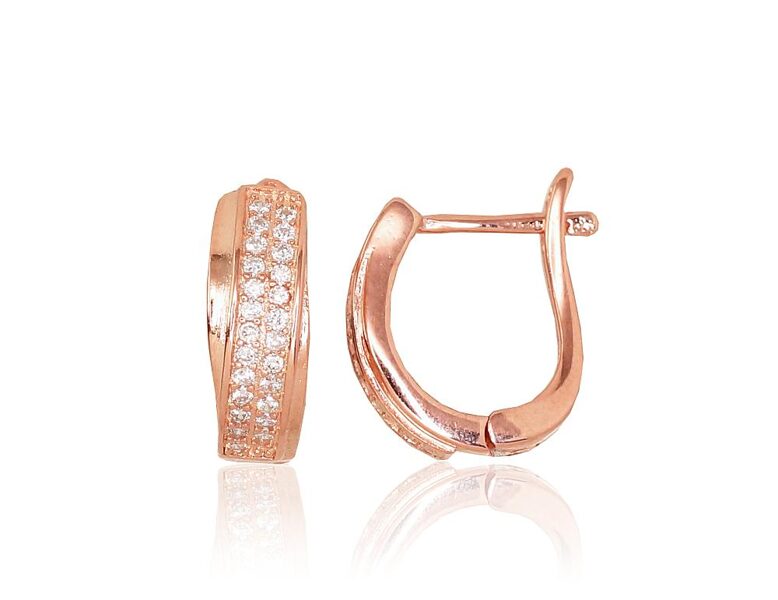 Sudraba auskari ar cirkoniem , angļu slēdzis