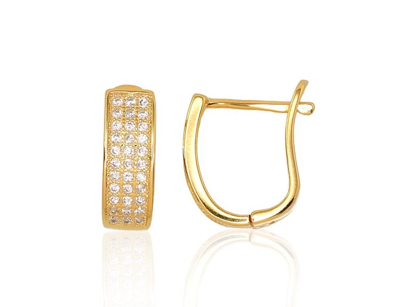 Sudraba auskari ar cirkoniem, 'angļu' slēdzis