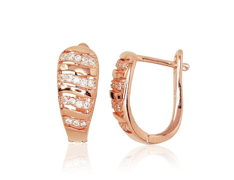 Sudraba auskari ar cirkoniem, 'angļu' slēdzis