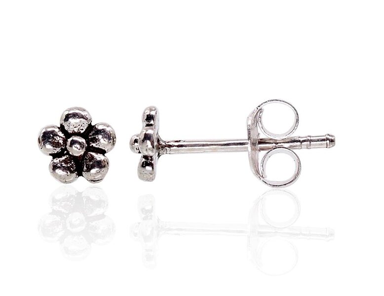 Sidabriniai vaikiški auskarai “Žiedelis”, 925°, oksiduoti