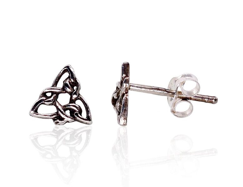 Vaikiški sidabriniai vinukai „Eglutė“, 925°, oksiduoti, 8 mm