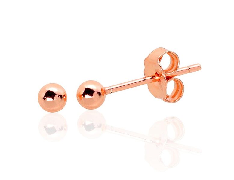 Sidabriniai vaikiški auskarai smeigtukai su rožiniu auksu – pirmieji saugūs auskarai