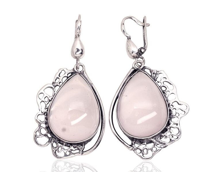 Silver earrings , Pink Quarz 