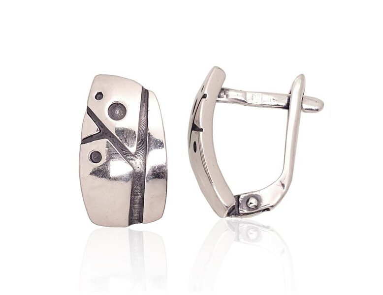 Sudraba auskari, “angļu” slēdzējs, 925° sudrabs, oksidēts, 14 mm