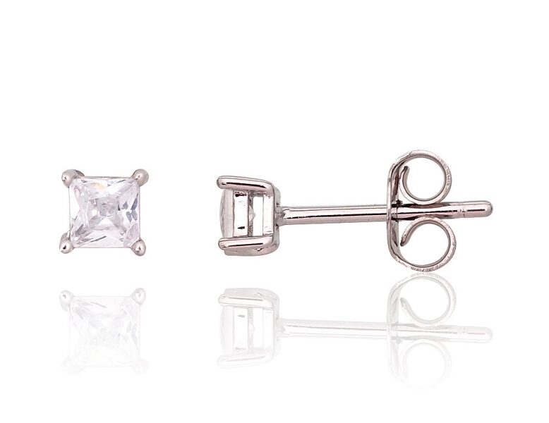 Vaikiški sidabriniai auskarai-vinukai su cirkoniais, 925°, rodžio danga