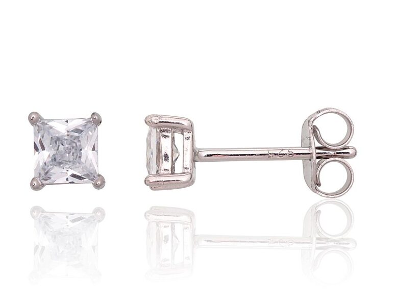 Children’s Silver Stud Earrings – Zirconia, 925°, Rhodium Plated, 5 mm