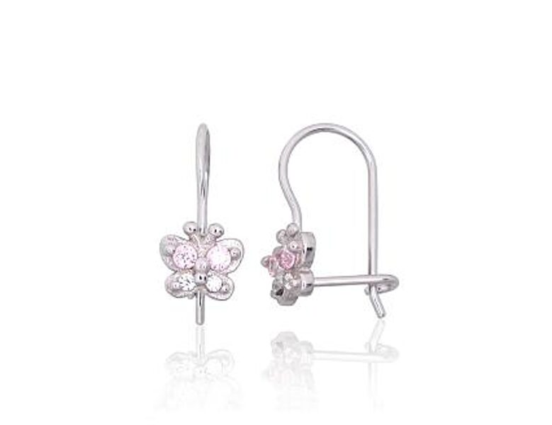 Silver Earrings "Little Butterfly" with Pink Zircons 2203827(PRh-Gr)_CZ+CZ-PI