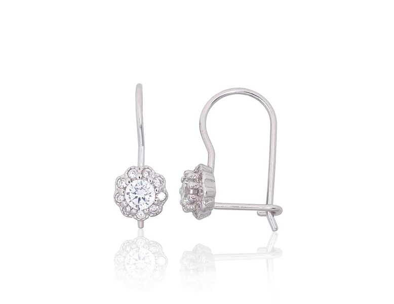 Kids’ Silver Earrings with Hooks – 925°, Rhodium, Zirconia