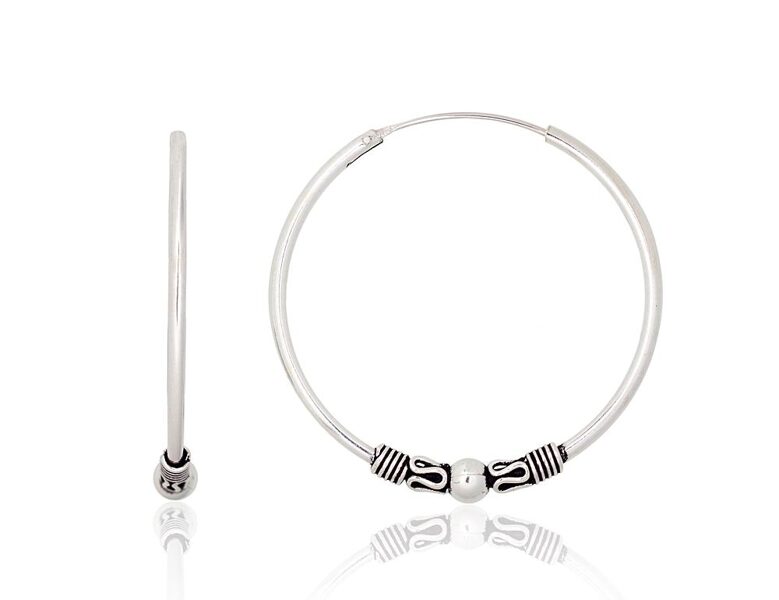 Sudraba auskari-riņķīši ar oksīda pārklājumu – 35 mm, 925°