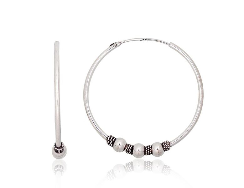 Sudraba auskari-riņķīši ar oksīda pārklājumu – 35 mm, 925°