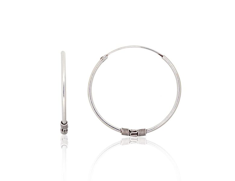 Sudraba auskari-riņķīši ar oksīda pārklājumu – 35 mm, 925°