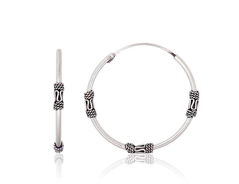 Sudraba auskari-riņķīši ar oksīda pārklājumu – 30 mm, 925°