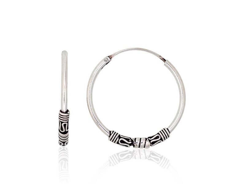 Sudraba auskari-riņķīši ar oksīda pārklājumu – 25 mm, 925°